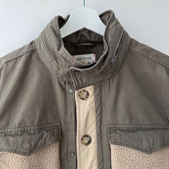 Madewell x Rentrayage NWT Upcycle Field jacket, Olive/tan, Size S - Picture 11 of 15